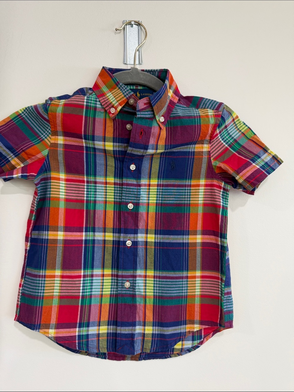 Ralph Lauren Bright Multicolor Plaid Short-Sleeve Button-Down Shirt